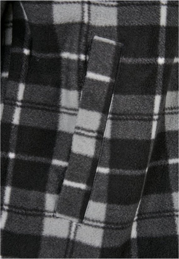 Pánska jarná bunda Urban Classics Plaid Teddy Lined - čierna, biela