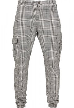 AOP Glencheck Cargo Jog Pants - white/black