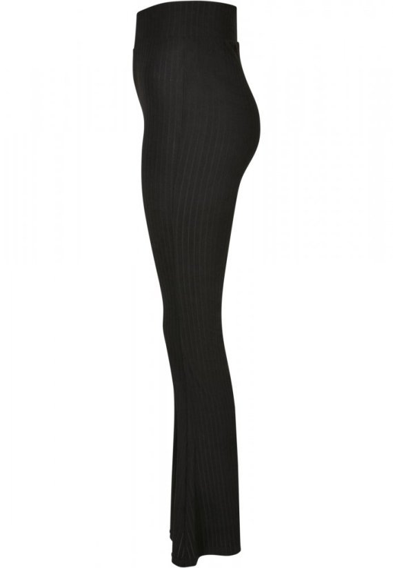 Ladies High Waist Rib Flared Leggings - black