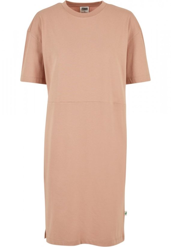 Dámské šaty Urban Classics Organic Oversized Slit Tee Dress amber