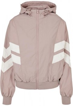 Ladies Crinkle Batwing Jacket - duskrose/whitesand