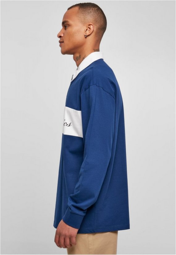 Pánske tričko s dlhým rukávom Urban Classics Oversized Rugby Longsleeve - modré