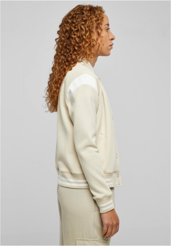 Ladies Inset College Sweat Jacket - softseagrass/white