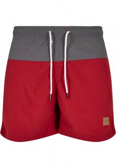 Pánské koupací kraťasy Urban Classics Block Swim Shorts - brickred/darkshadow