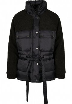 Ladies Sherpa Mix Puffer Jacket - black