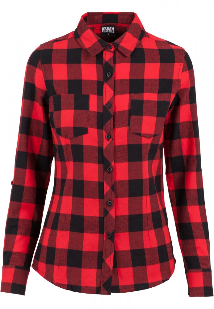 Ladies Turnup Checked Flanell Shirt - blk/red M