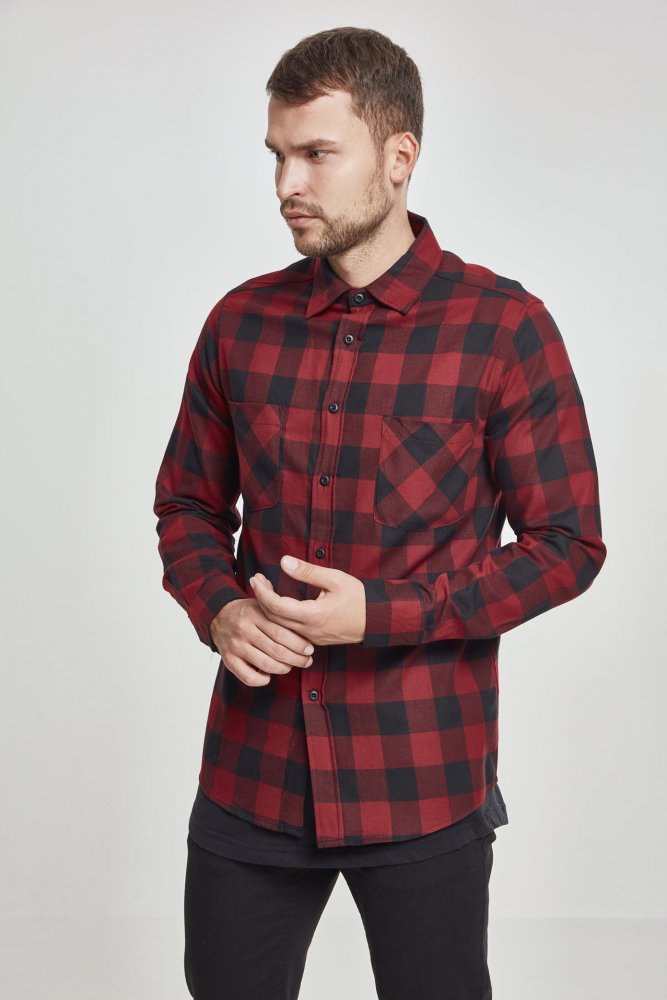 Checked Flanell Shirt - blk/burgundy L