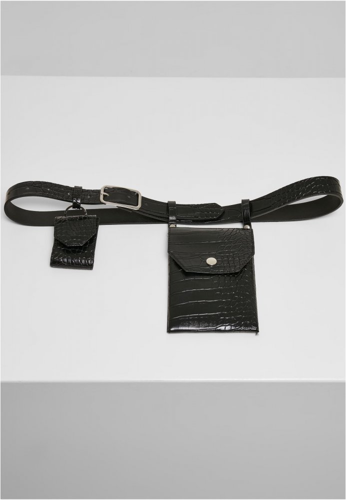 Croco Synthetic Leather Belt With Pouch S/M