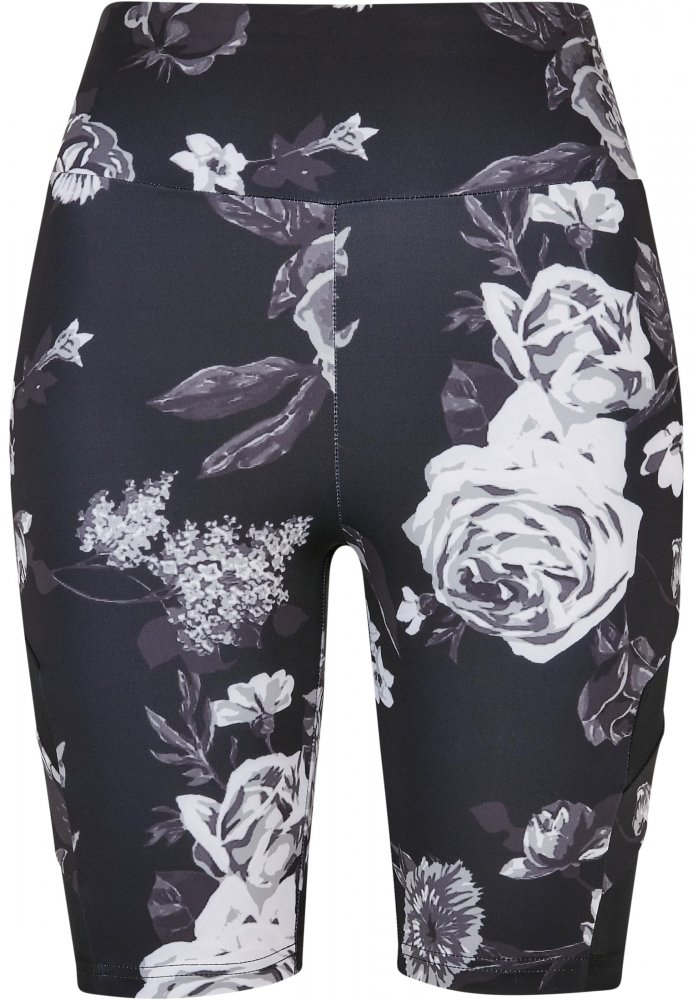 Ladies High Waist Tech Mesh AOP Cycle Shorts - darkflower 5XL