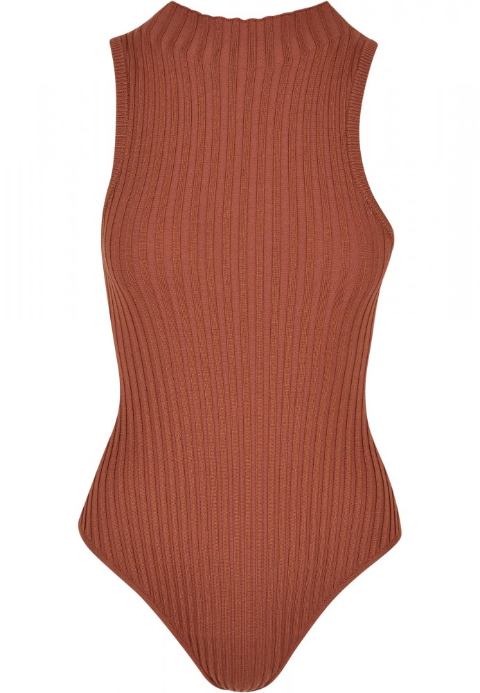 Ladies Rib Knit Sleevless Body - terracotta 3XL