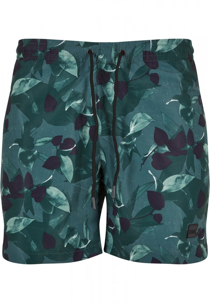 Pánské koupací šortky Urban Classics Pattern Swim Shorts - greenleafs L