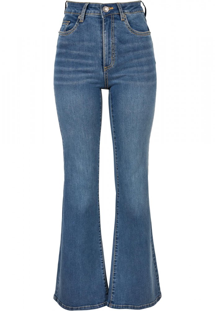 Dámské jeansy Urban Classics Ladies High Waist Flared Denim Pants - midstone washed 30