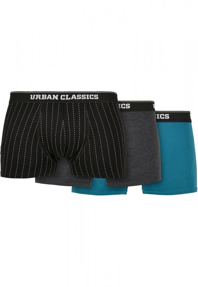 Organic Boxer Shorts 3-Pack - pinstripe aop+charcoal+jasper S