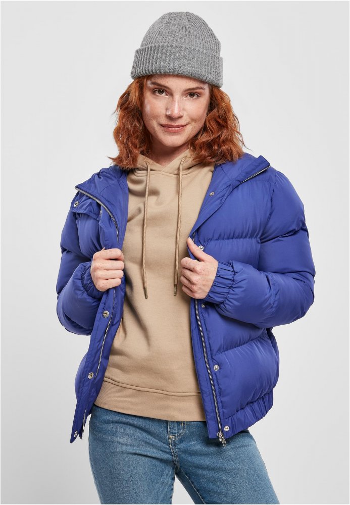 Ladies Hooded Puffer Jacket - bluepurple M