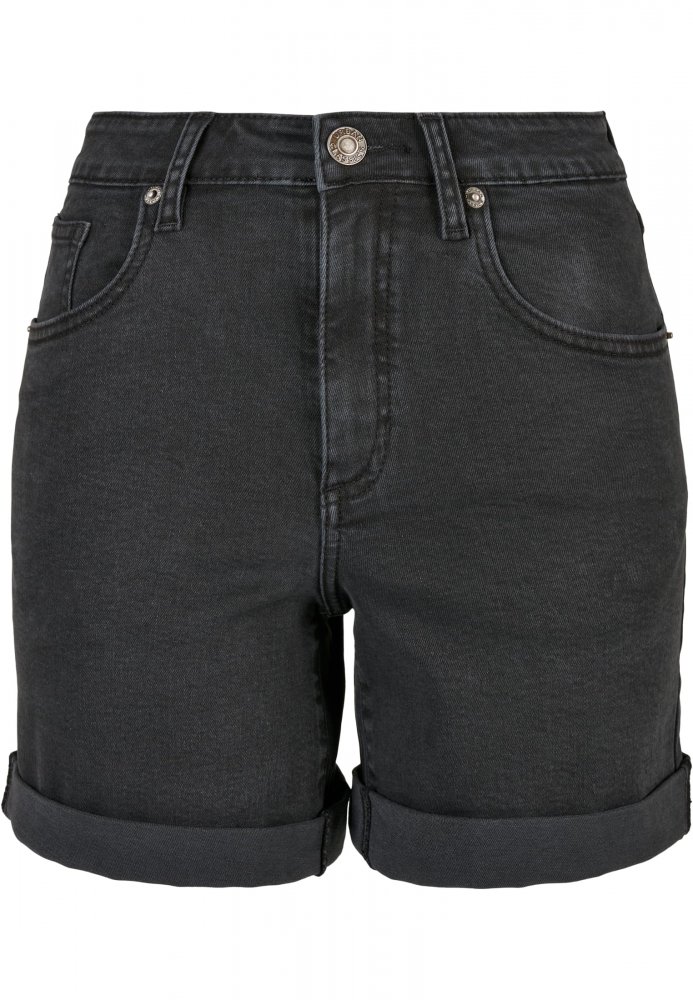 Ladies Organic Stretch Denim 5 Pocket Shorts - black washed 34