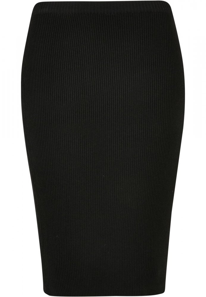 Ladies Rib Knit Midi Skirt - black 3XL