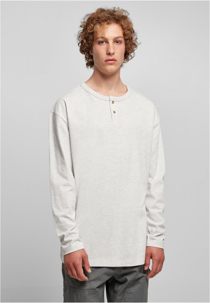 Organic Oversized Henley Longsleeve - lightgrey M