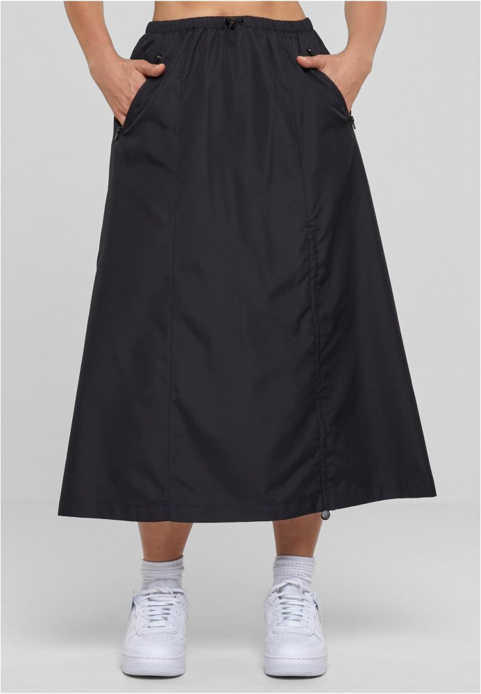 Ladies Ripstop Parachute Midi Skirt - black XXL