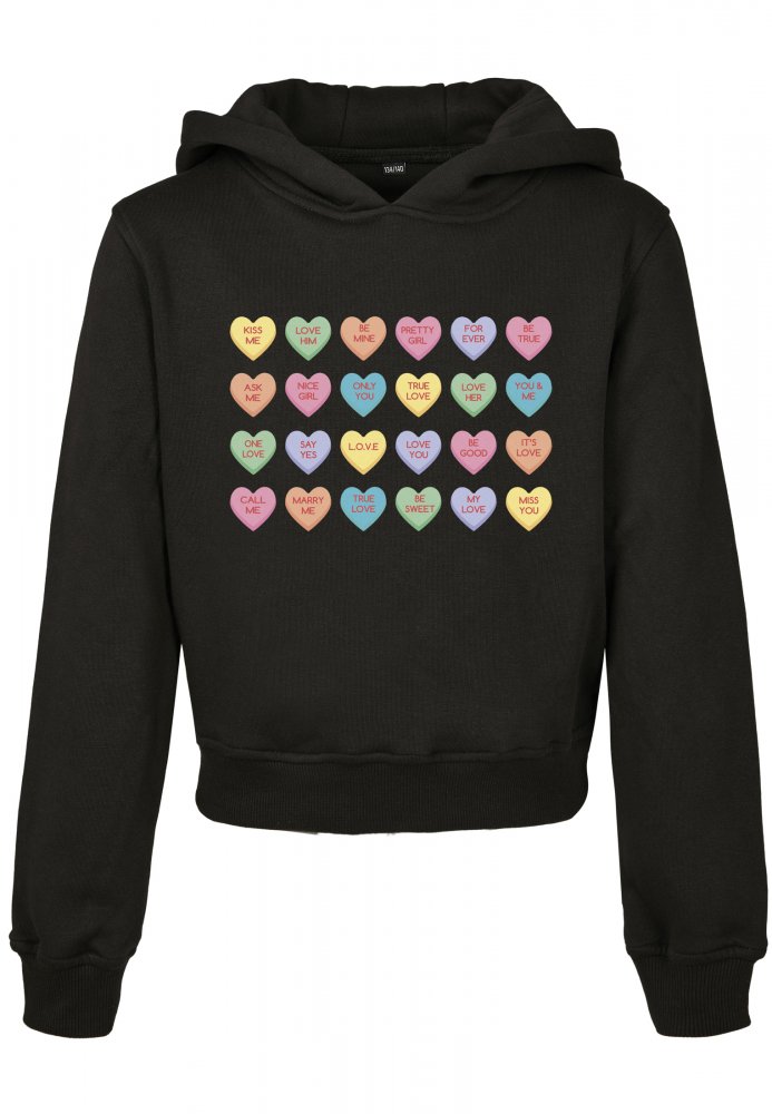 Kids Sweet Heart Candy Cropped Hoody - pink 110/116