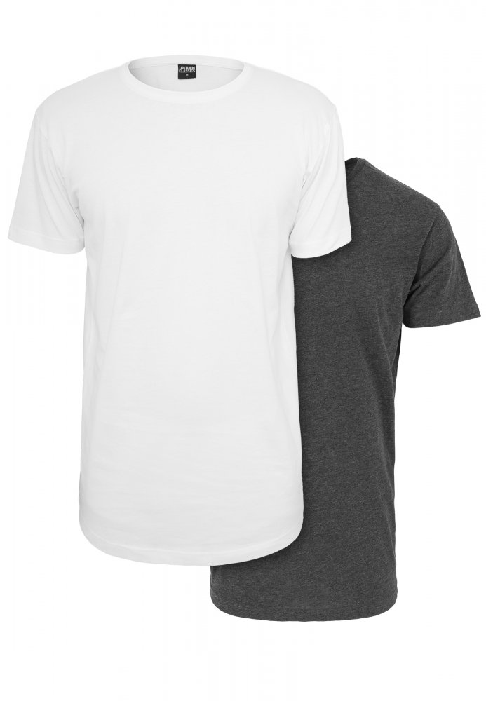 Pre-Pack Shaped Long Tee 2-Pack - white+charcoal S