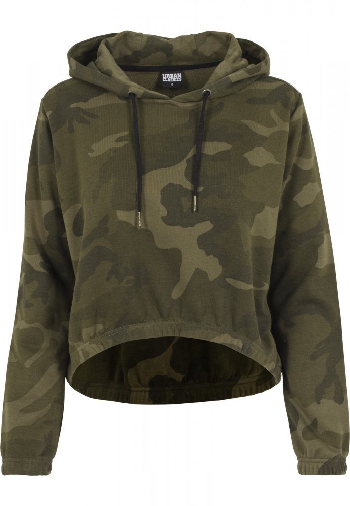 Ladies Camo Cropped Hoody - olive camo L