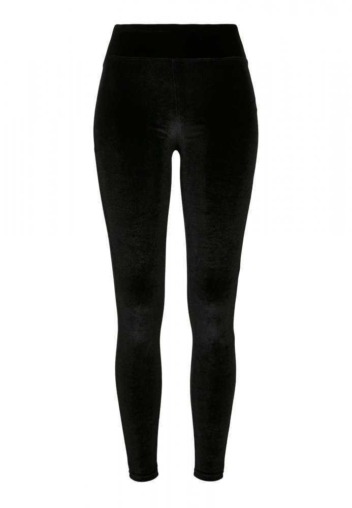 Ladies High Waist Velvet Leggings - black 4XL