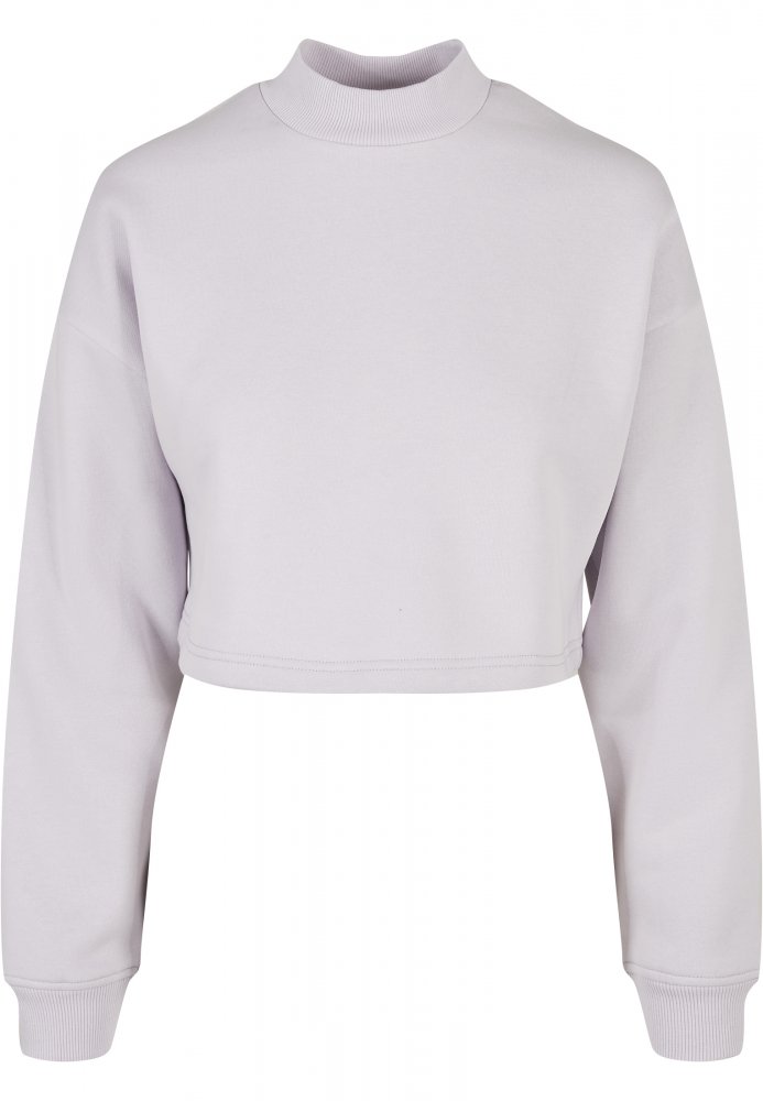 Ladies Cropped Oversized Sweat High Neck Crew - softlilac L