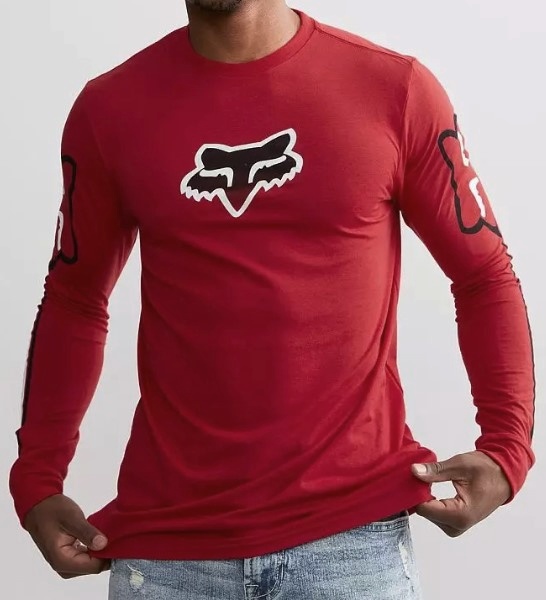 Pánské tričko Fox Vizen LS Tech Tee flame red S