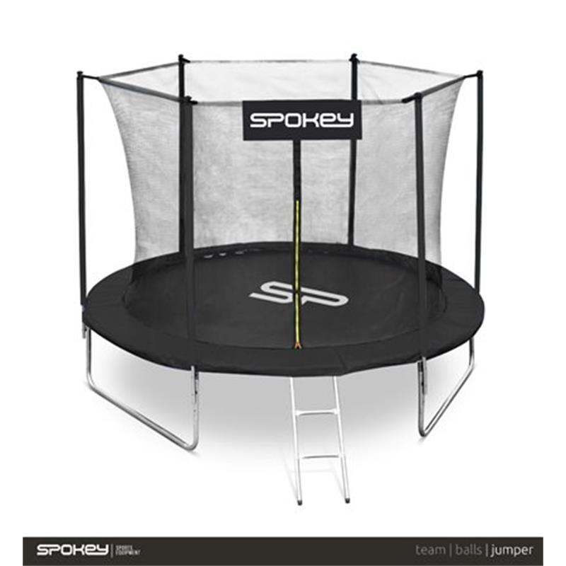 Spokey JUMPER II Trampolína černá, průměr 305 cm, vč. ochranné sítě a žebříku