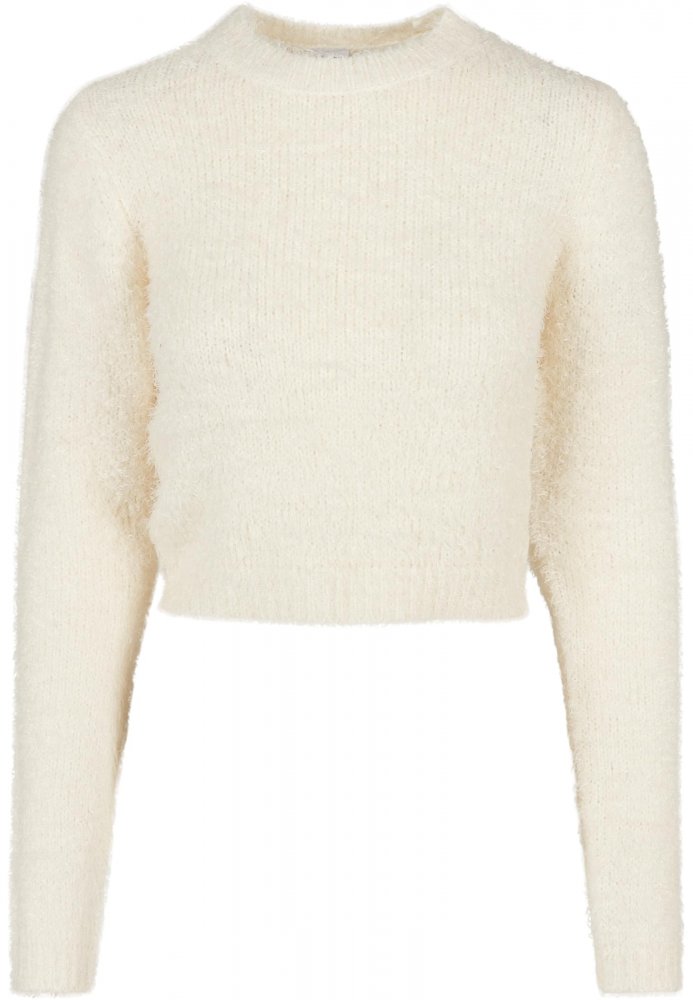 Ladies Cropped Feather Sweater - whitesand 3XL
