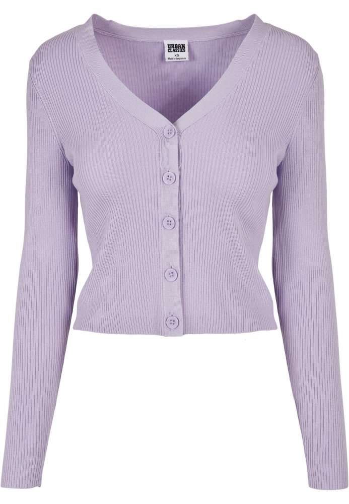 Dámský svetr Urban Classics Ladies Short Rib Knit Cardigan - lilac L