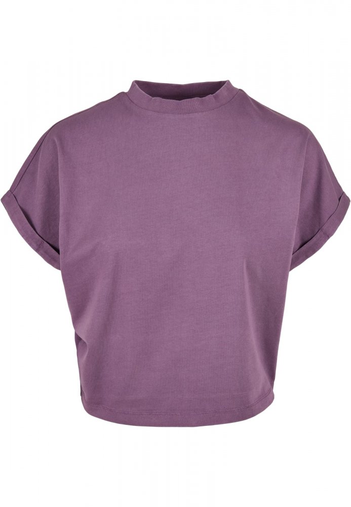 Ladies Short Pigment Dye Cut On Sleeve Tee - duskviolet XS