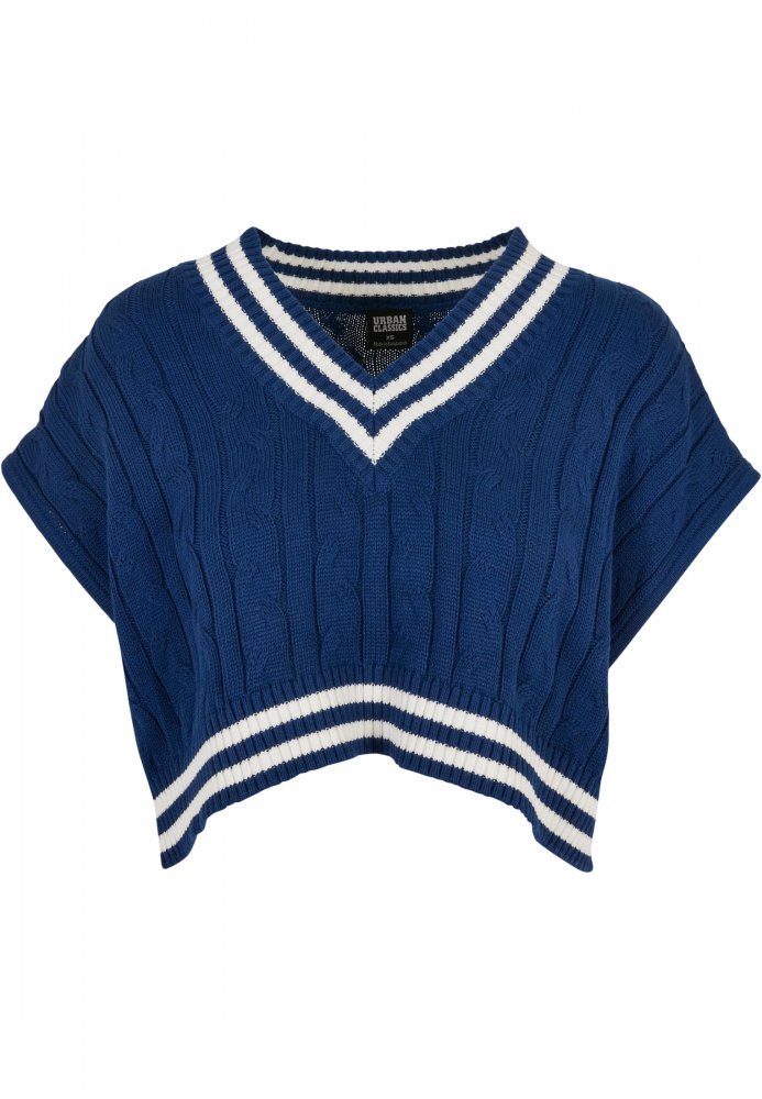 Ladies Cropped Knit College Slipover - spaceblue XL