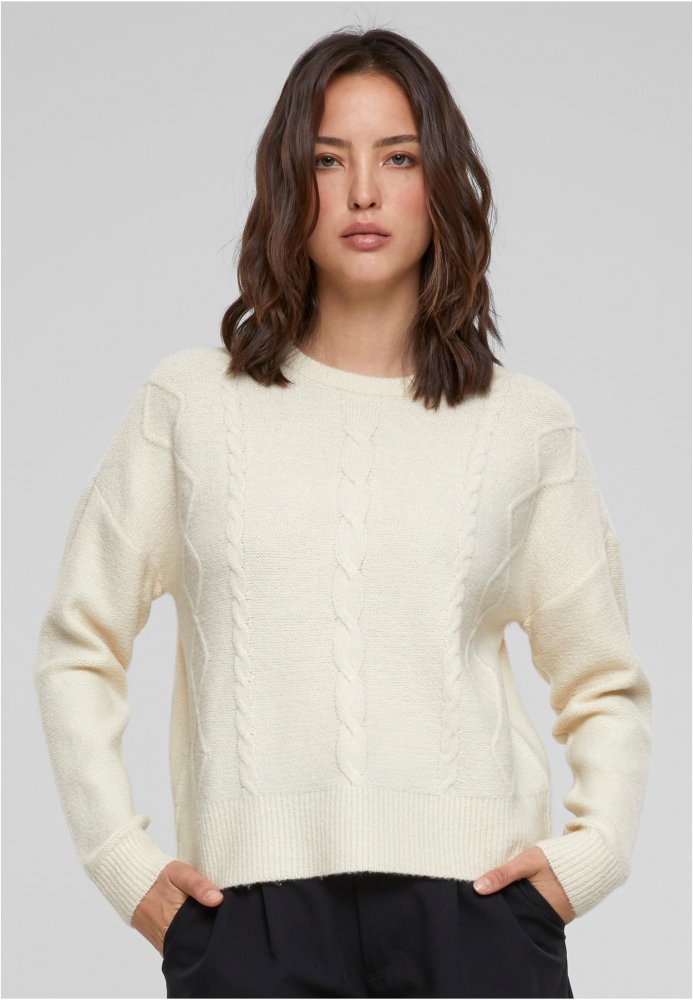 Ladies Cabel Knit Sweater - sand XS