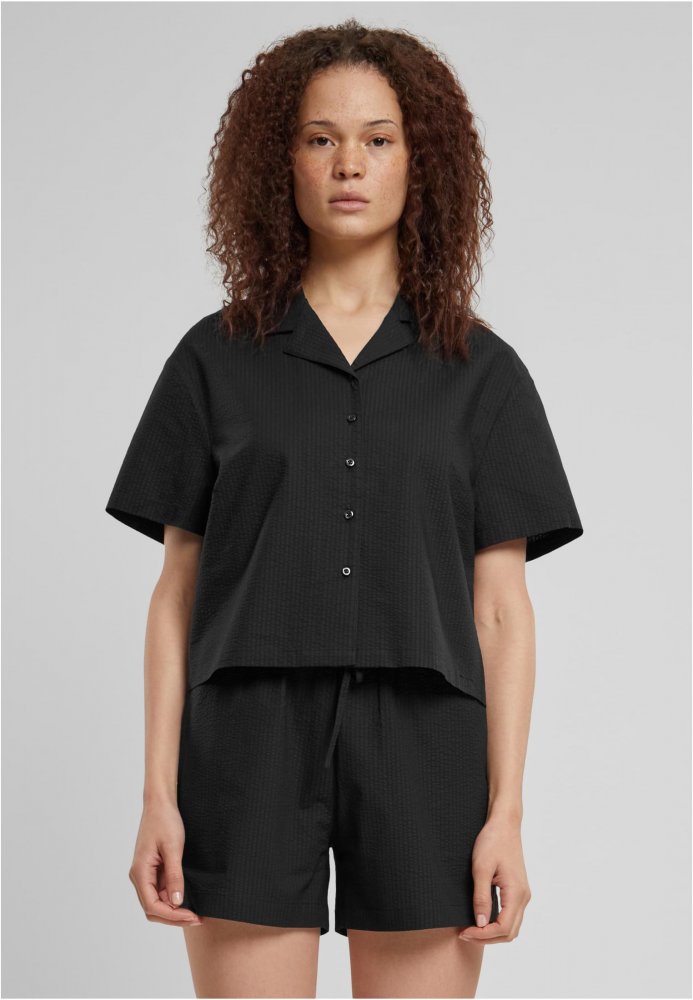 Ladies Seersucker Shirt - black XL