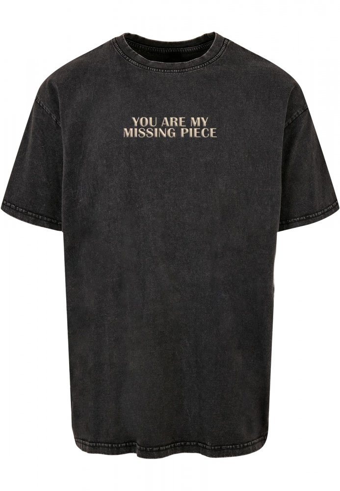 Missing Piece Acid Washed Heavy Oversize Tee - black L