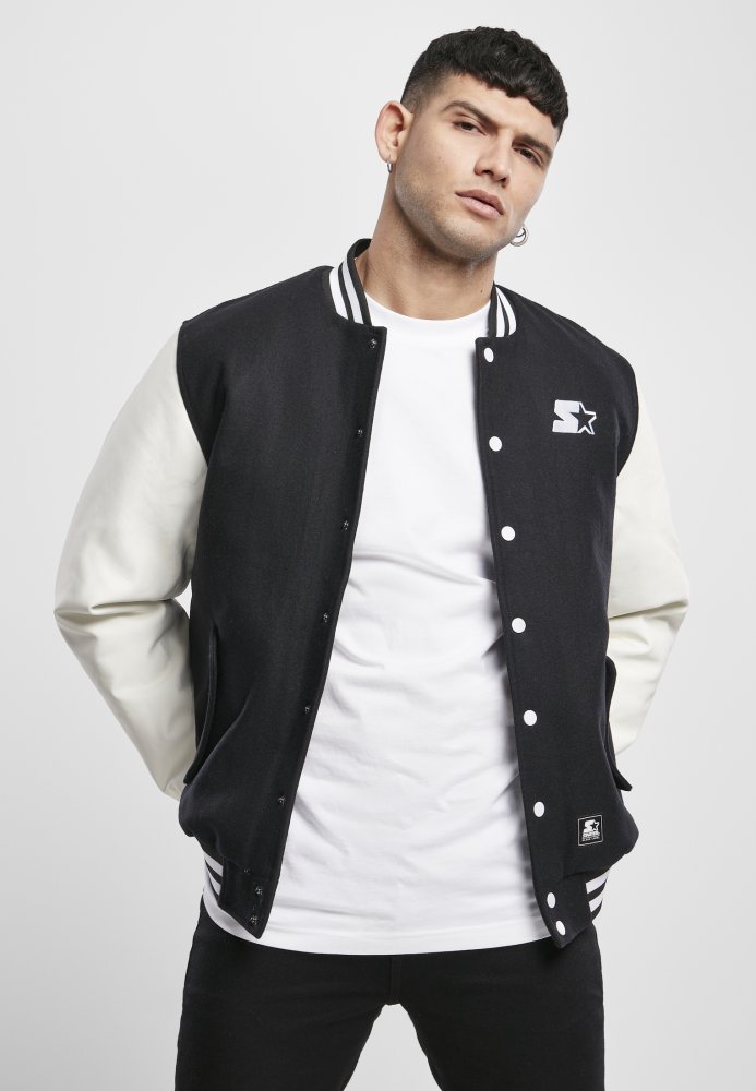 Černo/bílá pánská bunda Starter College Jacket XL