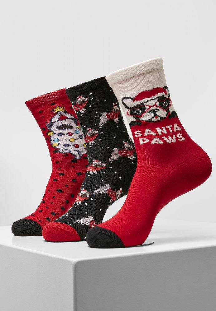 Pug Christmas Socks 3-Pack 43-46