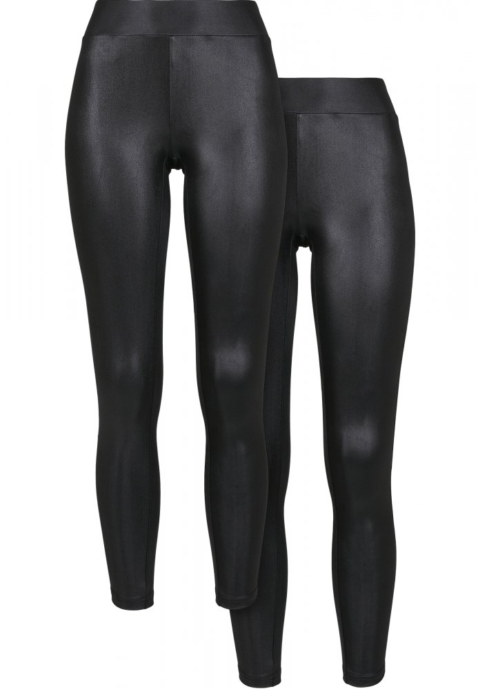Ladies Synthetic Leather Leggings 2-Pack S