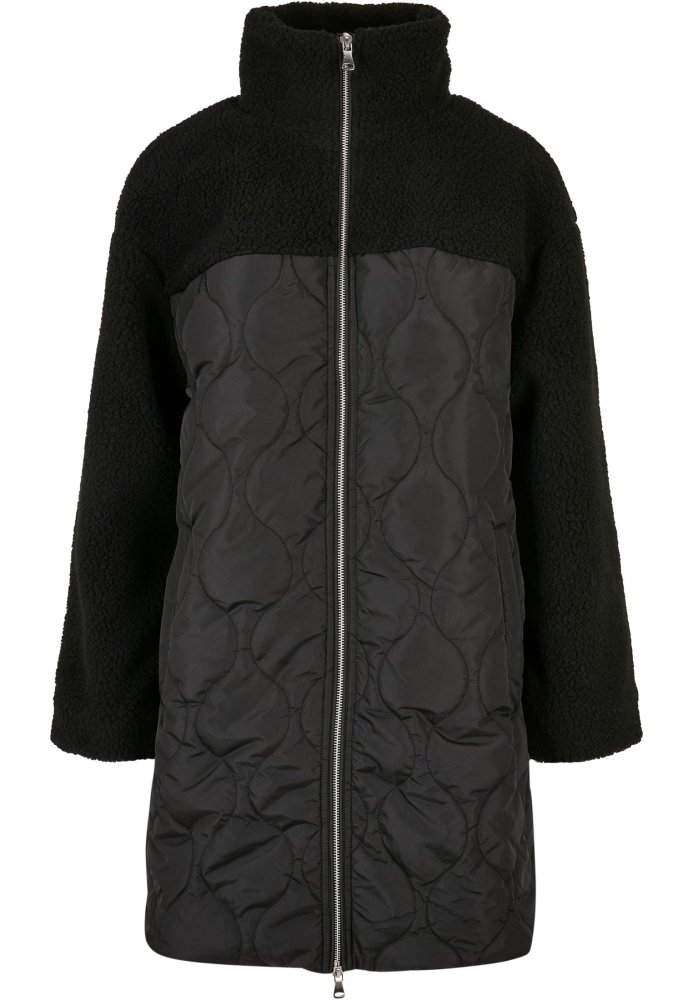 Černý dámský sherpa kabát Urban Classics Oversized Quilted XL