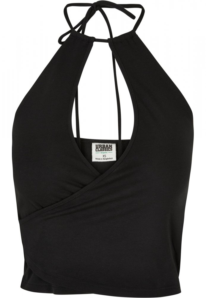 Ladies Short Wraped Neckholder Top - black 5XL