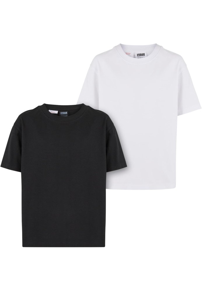 Girls Oversized Boyfriend Tee 2-Pack - black/white 110/116