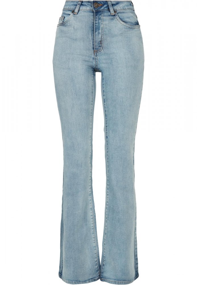 Dámské jeansy Urban Classics Ladies High Waist Flared Denim Pants - tinted light blue washed 28