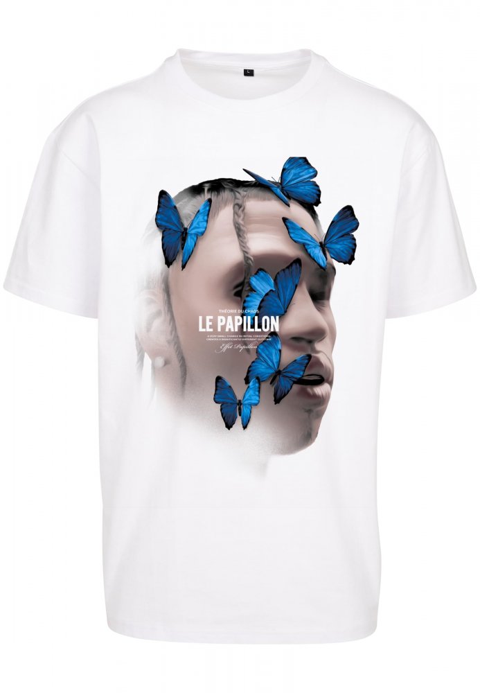 Bílé pánské tričko Mister Tee Le Papillon Oversize XL