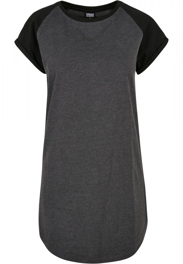Šedo/černé dámské tričkové šaty Urban Classics Contrast Raglan L