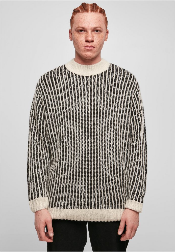 Oversized Two Tone Sweater - whitesand/black L