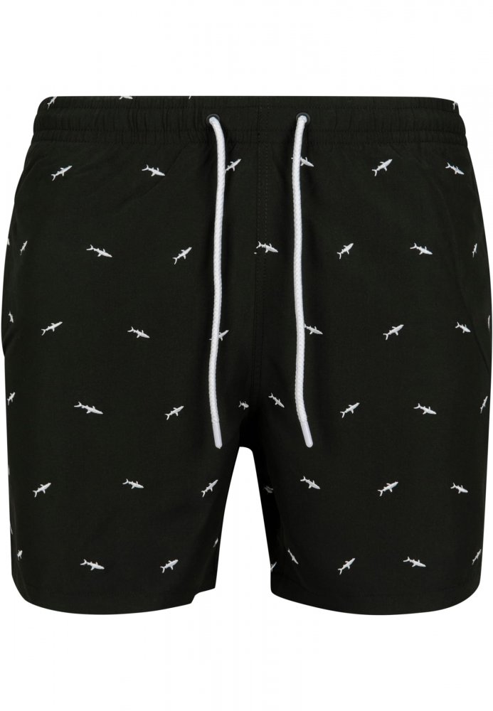 Embroidery Swim Shorts - shark/black/white M