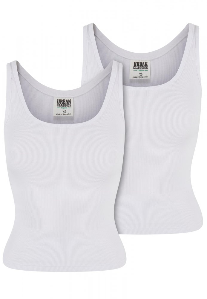 Ladies Organic Basic Rib Top 2-Pack - white+white M