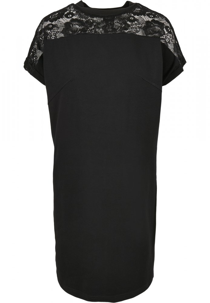 Šaty Urban Classics Ladies Lace Tee Dress - black XL