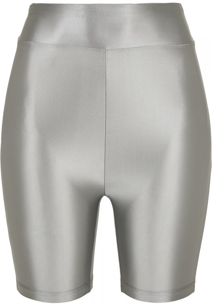 Ladies Highwaist Shiny Metallic Cycle Shorts - darksilver XS